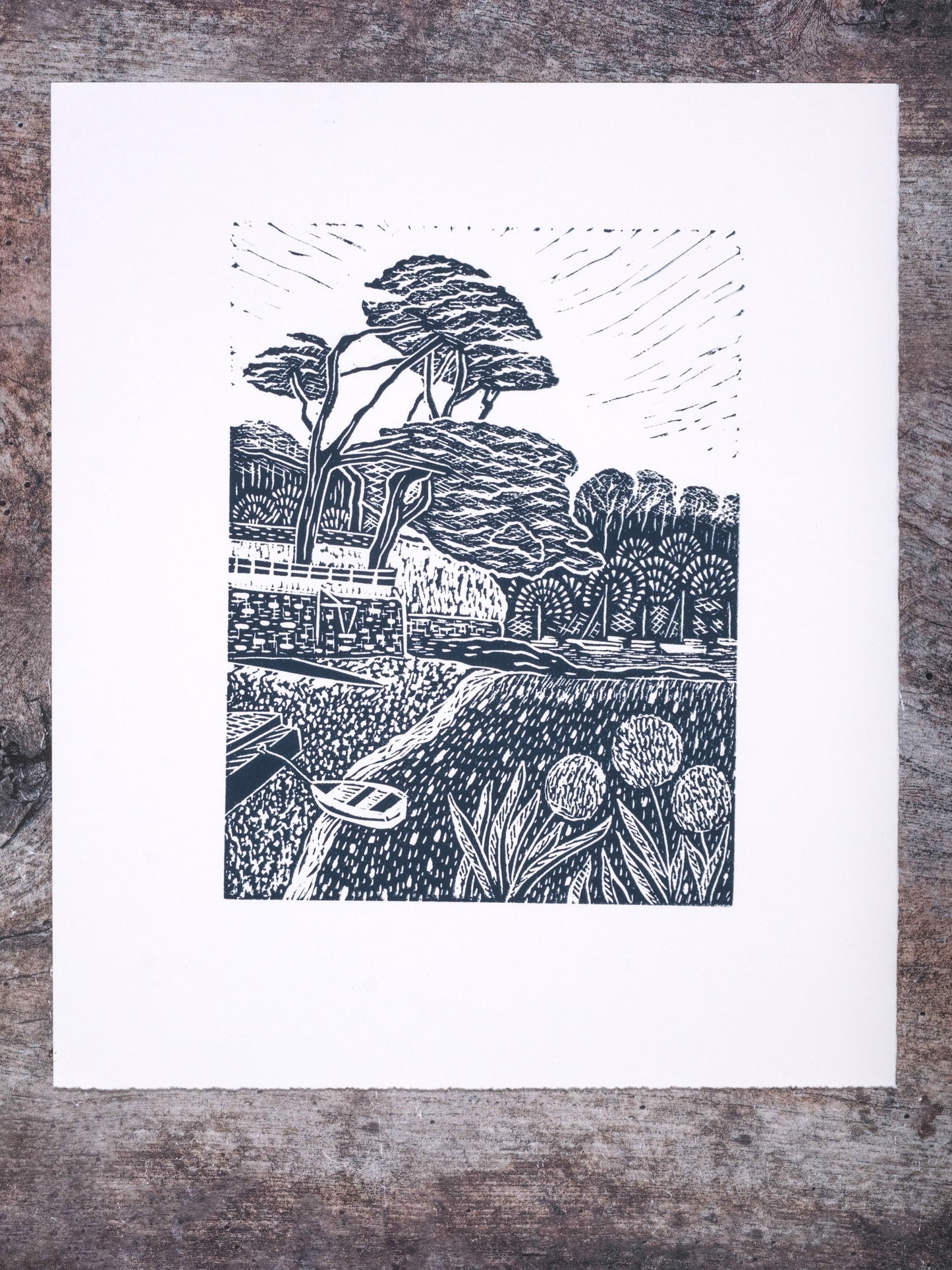 Summers Beach, St Mawes Limited Edition Lino Print