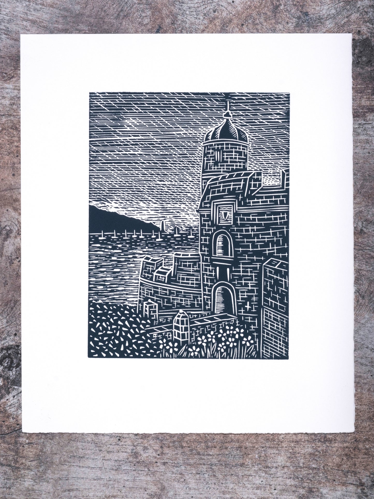 View from St Mawes Castle, Limited Edition Lino Print