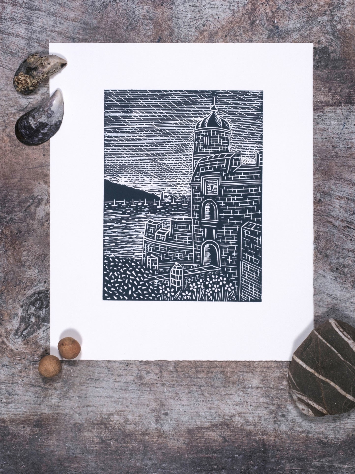 View from St Mawes Castle, Limited Edition Lino Print