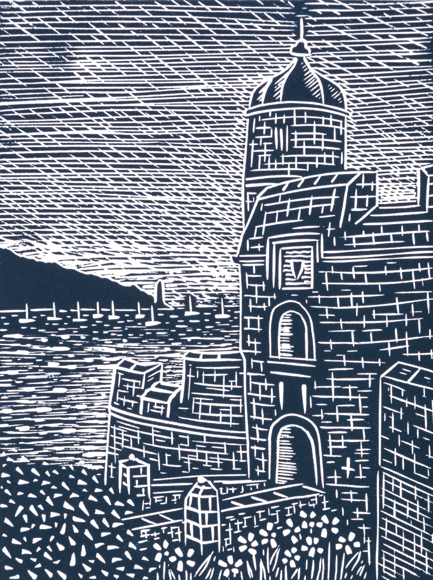 View from St Mawes Castle, Limited Edition Lino Print