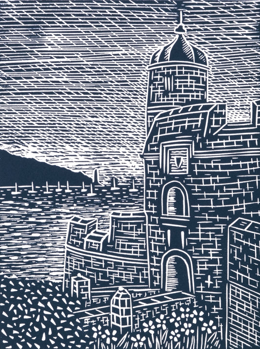 View from St Mawes Castle, Limited Edition Lino Print