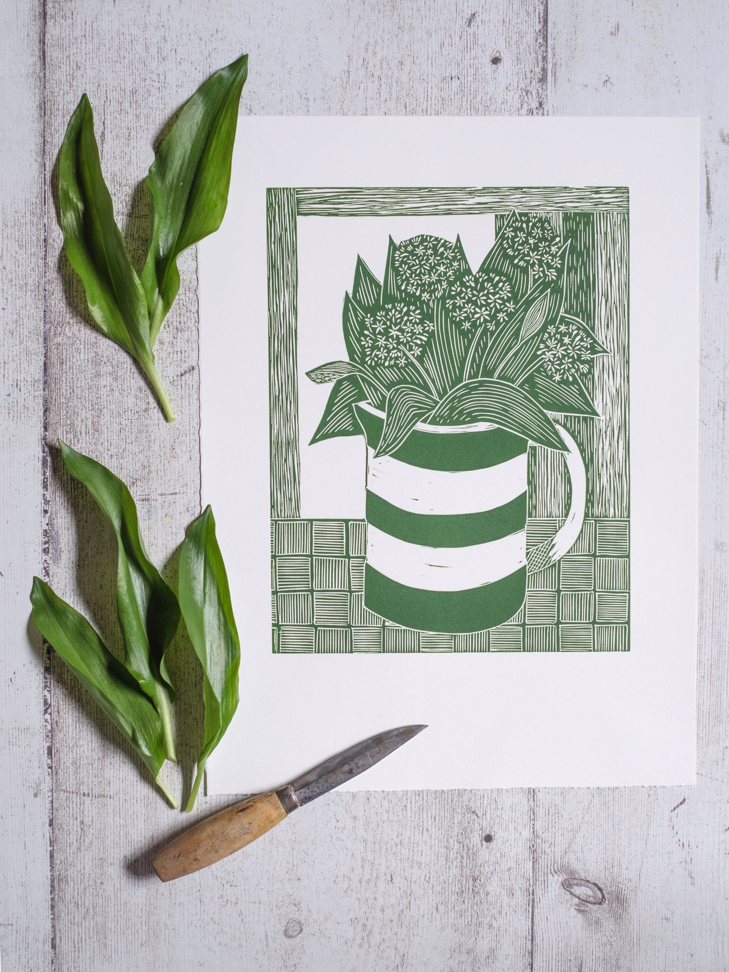 Wild Garlic in Cornishware Jug - Test Print