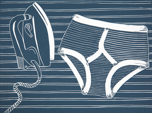 Iron and Y Fronts Lino Print