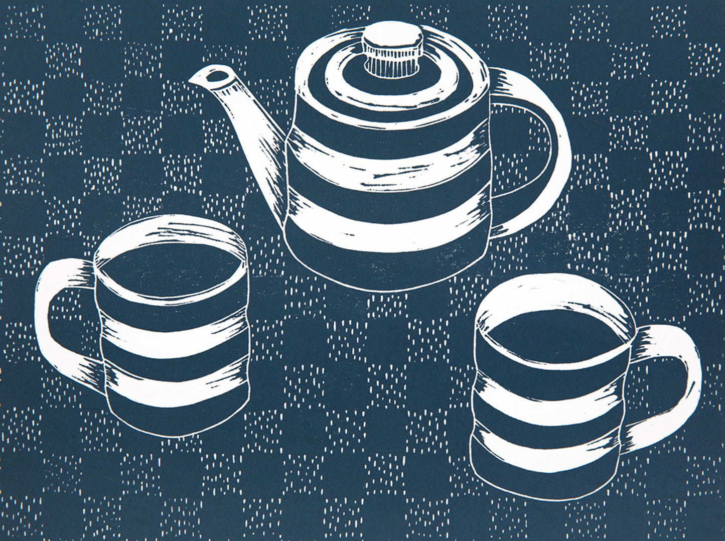 Tea For Two Cornishware Lino Print
