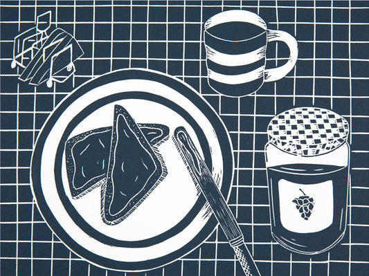 Jam on Toast Cornishware Lino Print