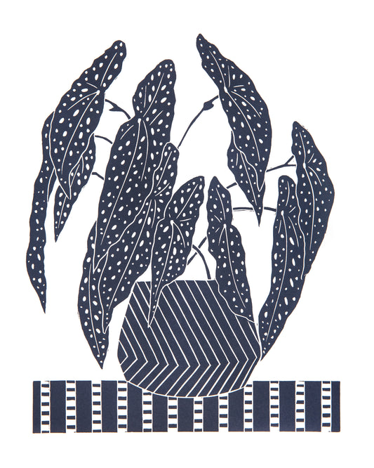 Polka Dot Begonia Plant Lino Print