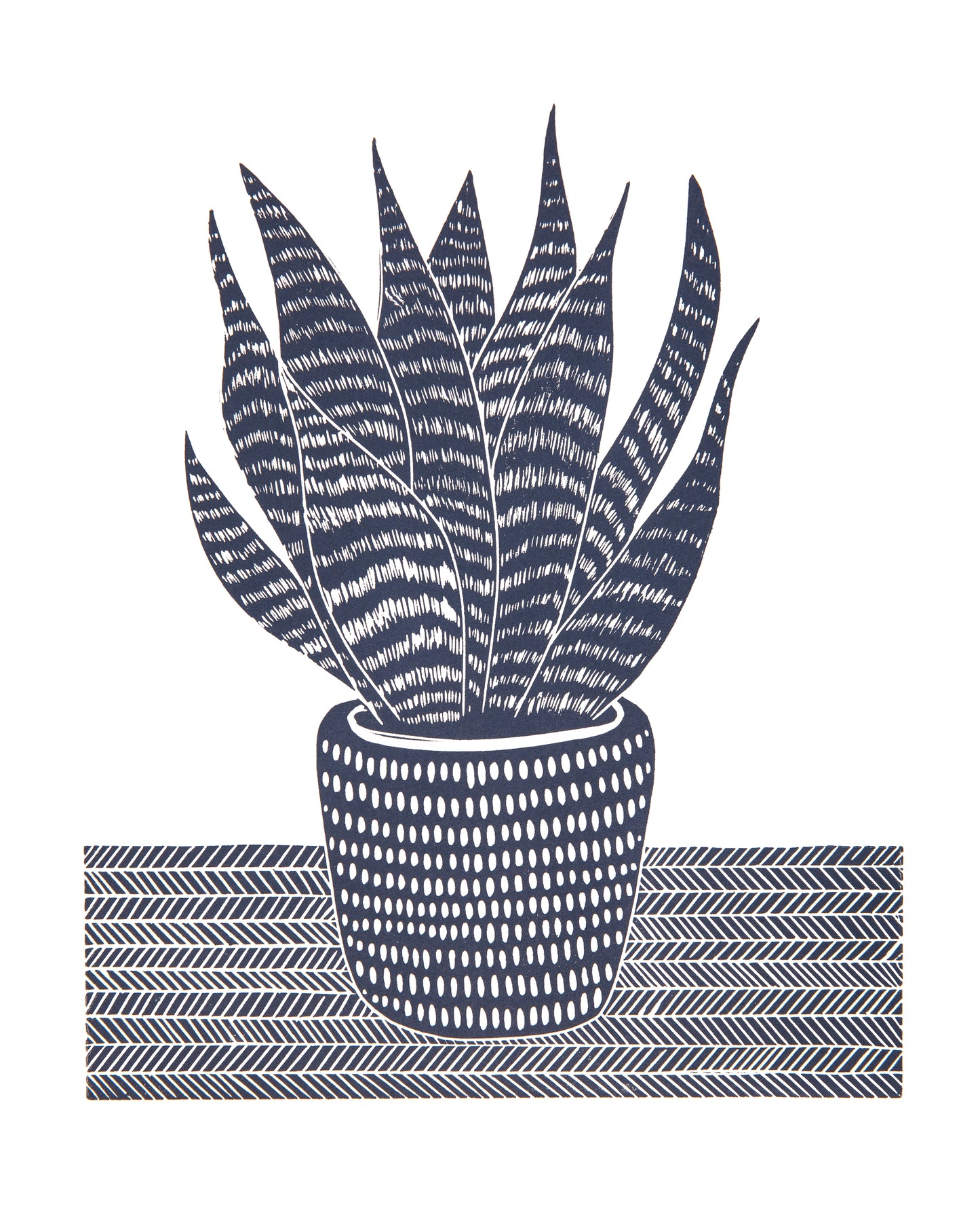 Mother in Laws Tongue, Snake Plant Lino Print