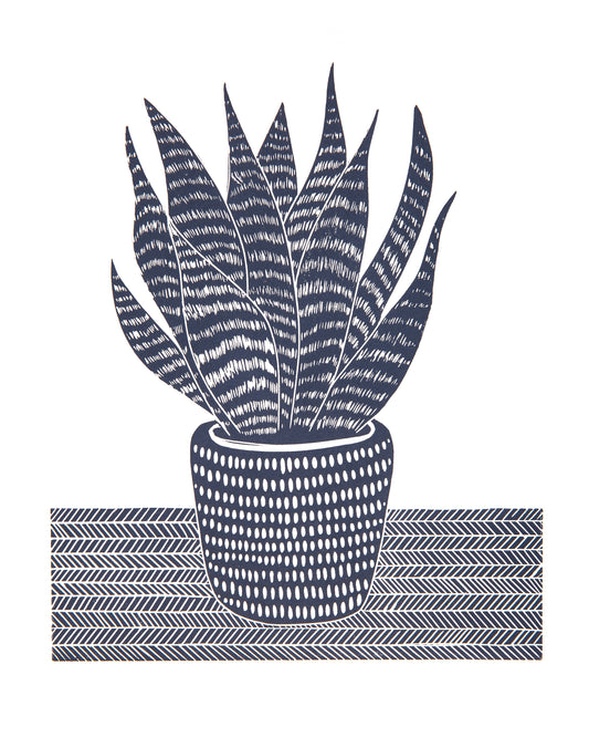 Mother in Laws Tongue, Snake Plant Lino Print