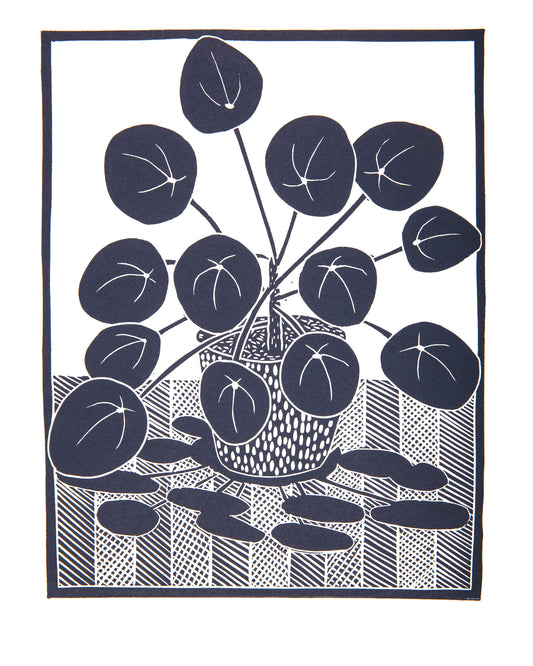 Chinese Money Plant Lino Print