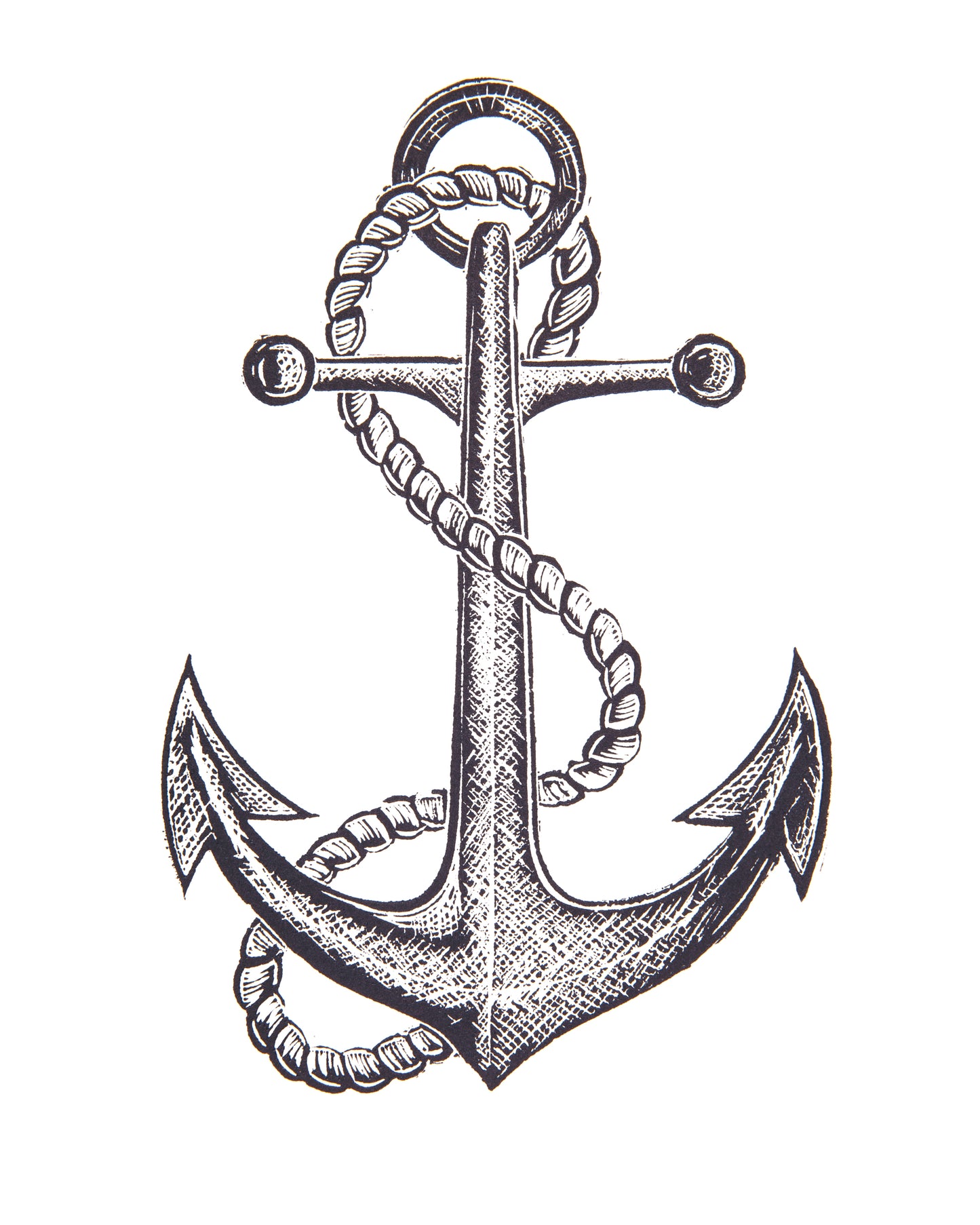 Old Ships Anchor Lino Print