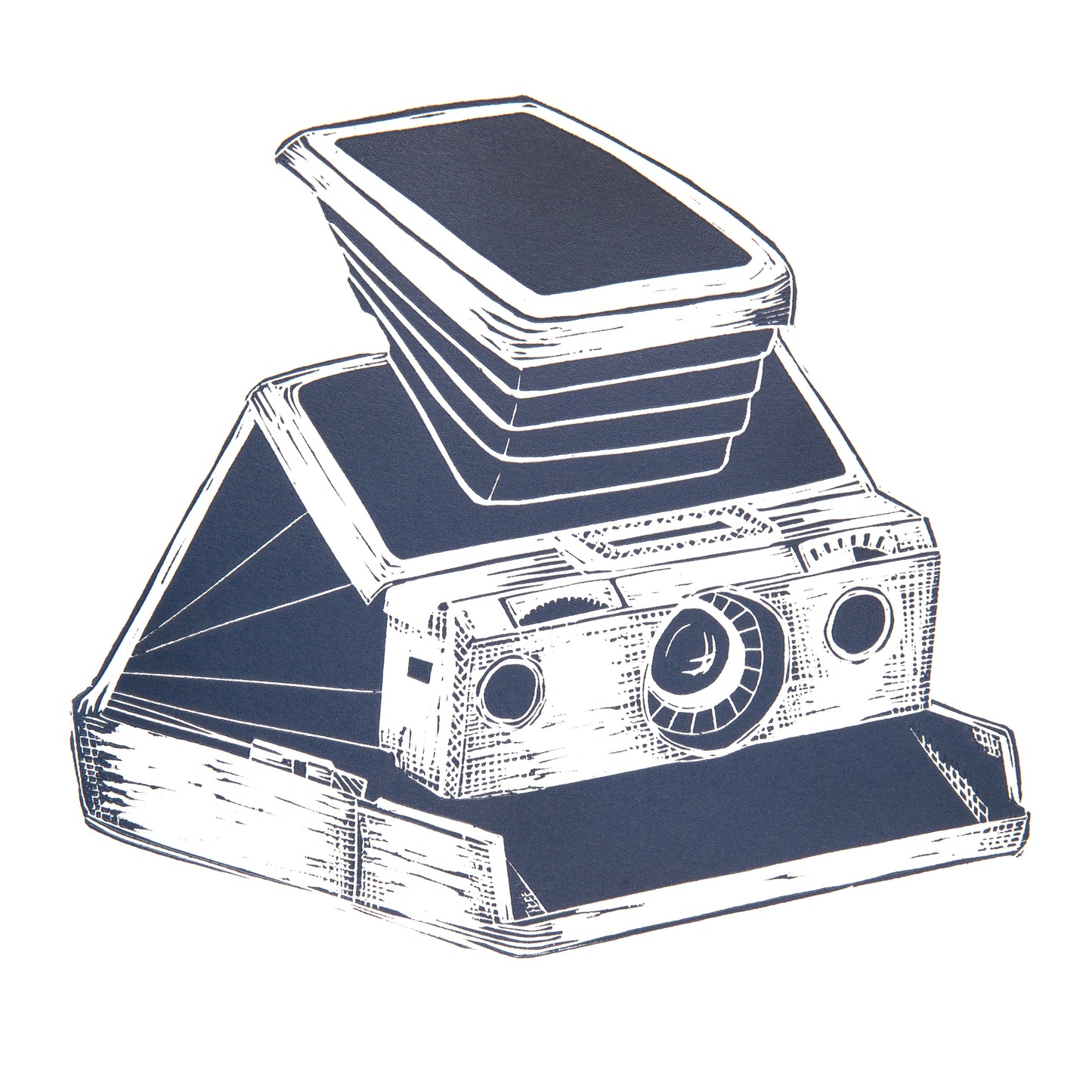 Polaroid SX70 Camera Lino Print