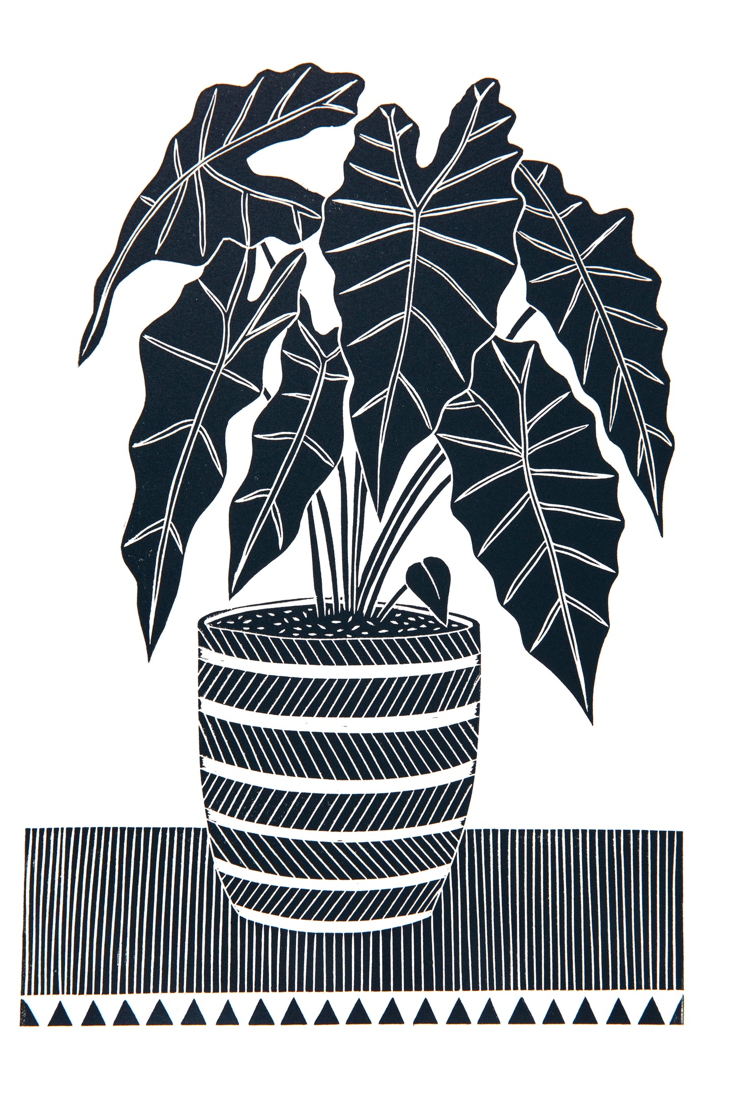 African Mask Plant Lino Print