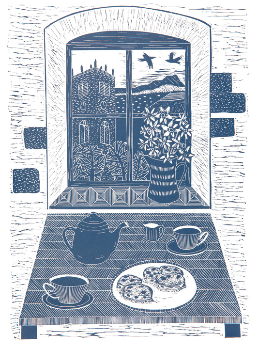 View From The Window in St Davids Lino Print