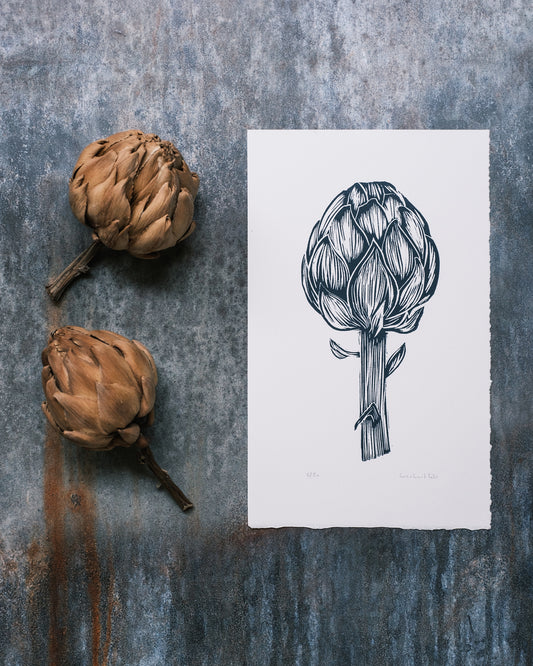 Single Artichoke Lino Print